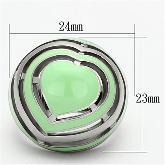 TK1140 - High polished (no plating) Stainless Steel Ring with Epoxy  in Emerald-1