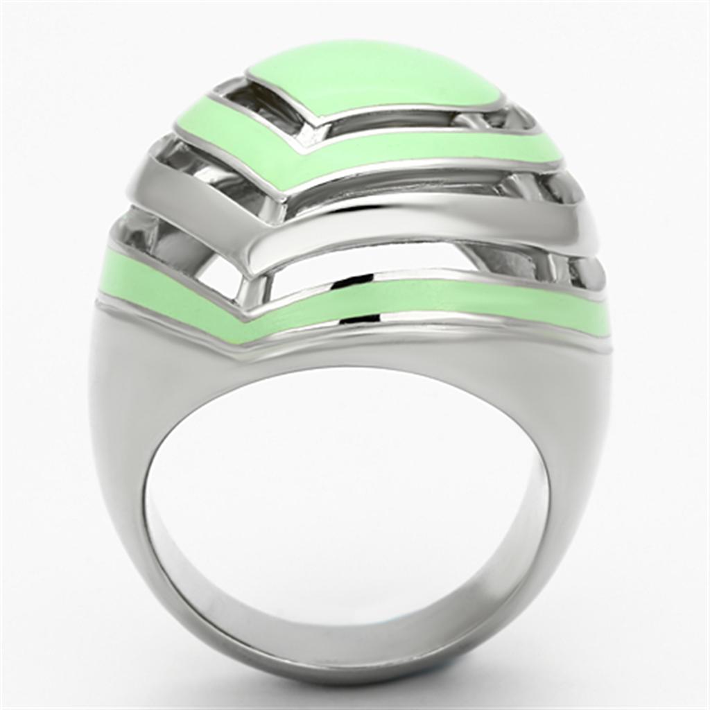 TK1140 - High polished (no plating) Stainless Steel Ring with Epoxy  in Emerald-2