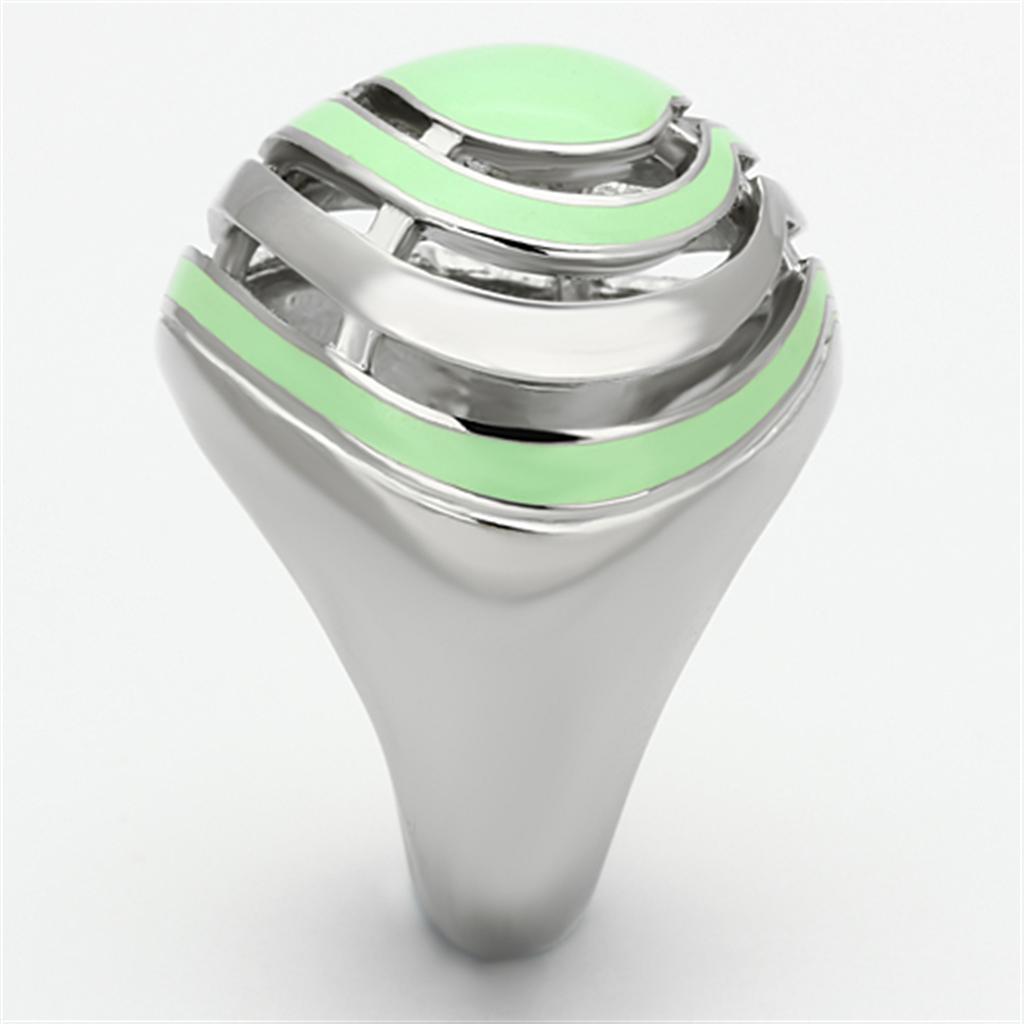 TK1140 - High polished (no plating) Stainless Steel Ring with Epoxy  in Emerald-3