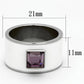 TK1142 - High polished (no plating) Stainless Steel Ring with Synthetic Synthetic Glass in Amethyst-1