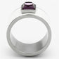 TK1142 - High polished (no plating) Stainless Steel Ring with Synthetic Synthetic Glass in Amethyst-2