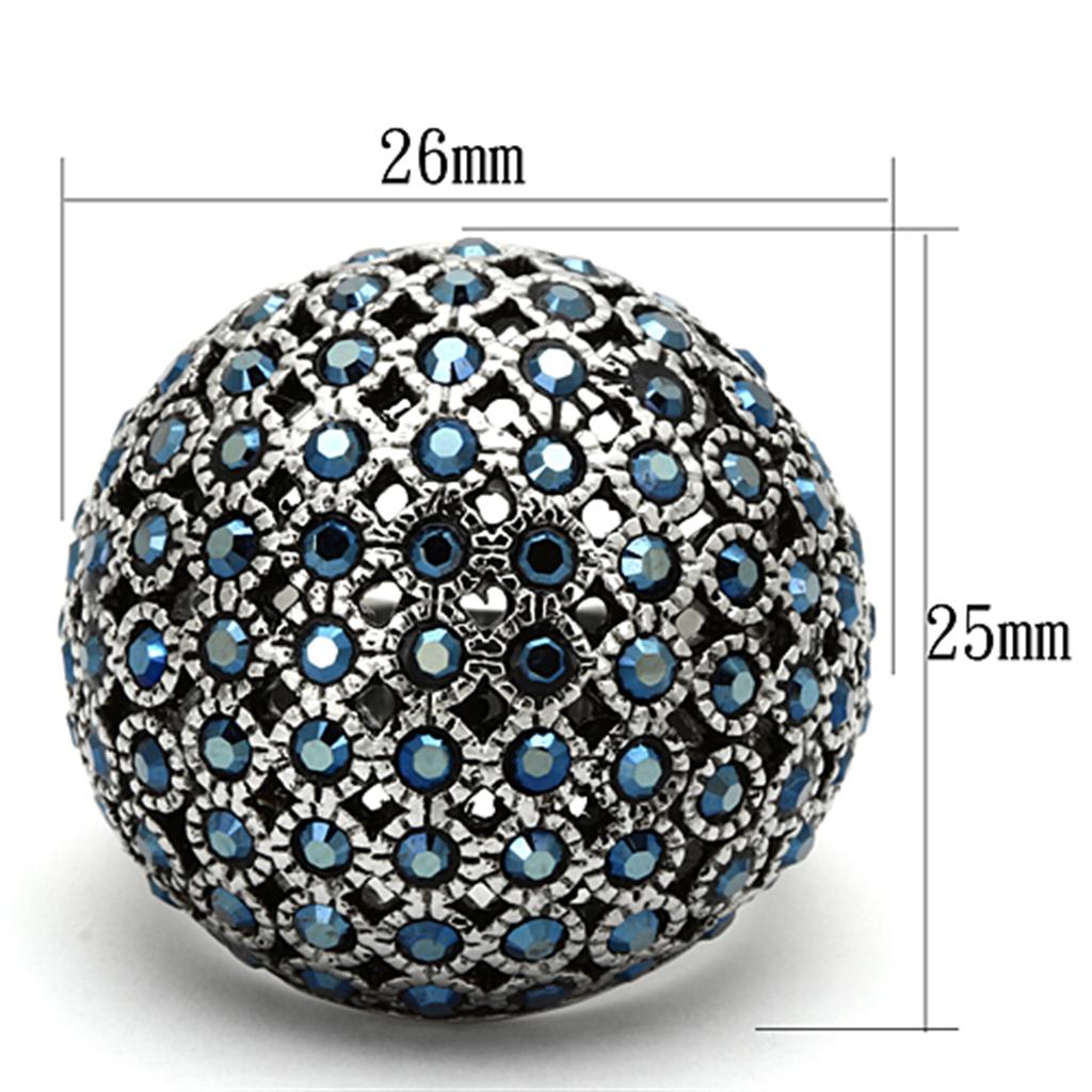 TK1143 - High polished (no plating) Stainless Steel Ring with Top Grade Crystal  in Aquamarine AB-1