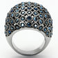 TK1143 - High polished (no plating) Stainless Steel Ring with Top Grade Crystal  in Aquamarine AB-2