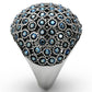TK1143 - High polished (no plating) Stainless Steel Ring with Top Grade Crystal  in Aquamarine AB-3