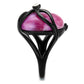 TK1144J - IP Black(Ion Plating) Stainless Steel Ring with Synthetic Cat Eye in Fuchsia-3