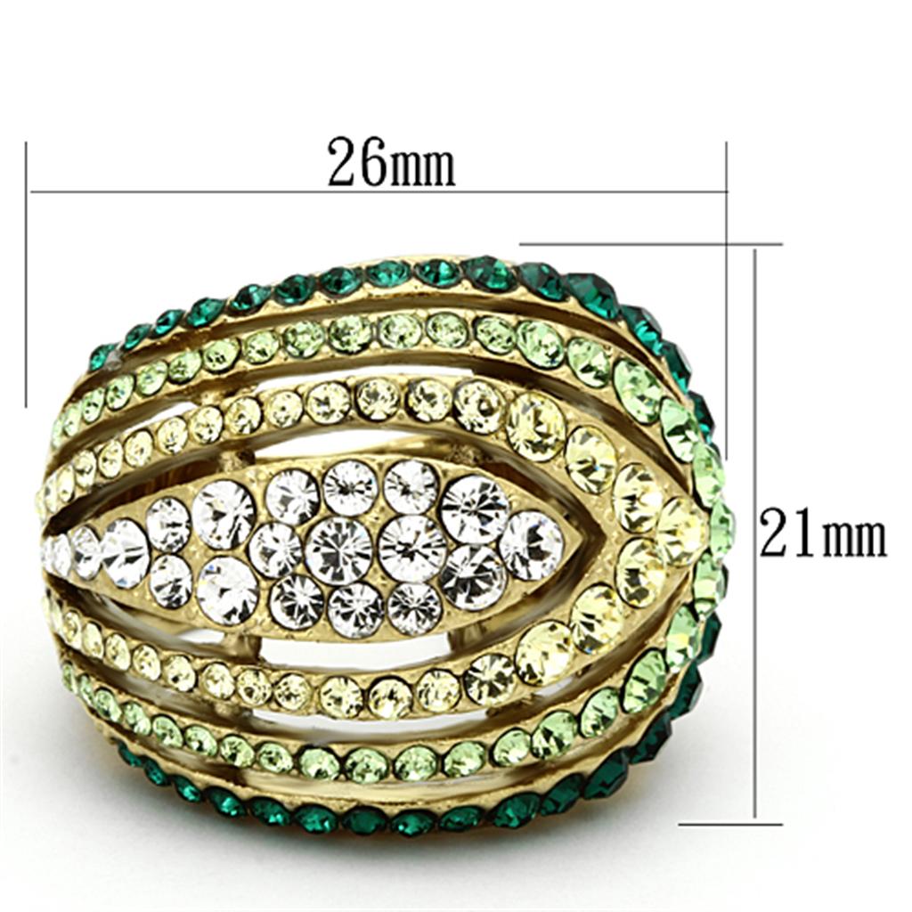 TK1145 - IP Gold(Ion Plating) Stainless Steel Ring with Top Grade Crystal  in Multi Color-1