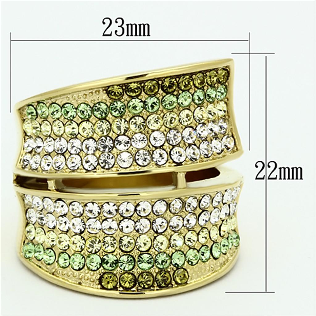 TK1146 - IP Gold(Ion Plating) Stainless Steel Ring with Top Grade Crystal  in Multi Color-1