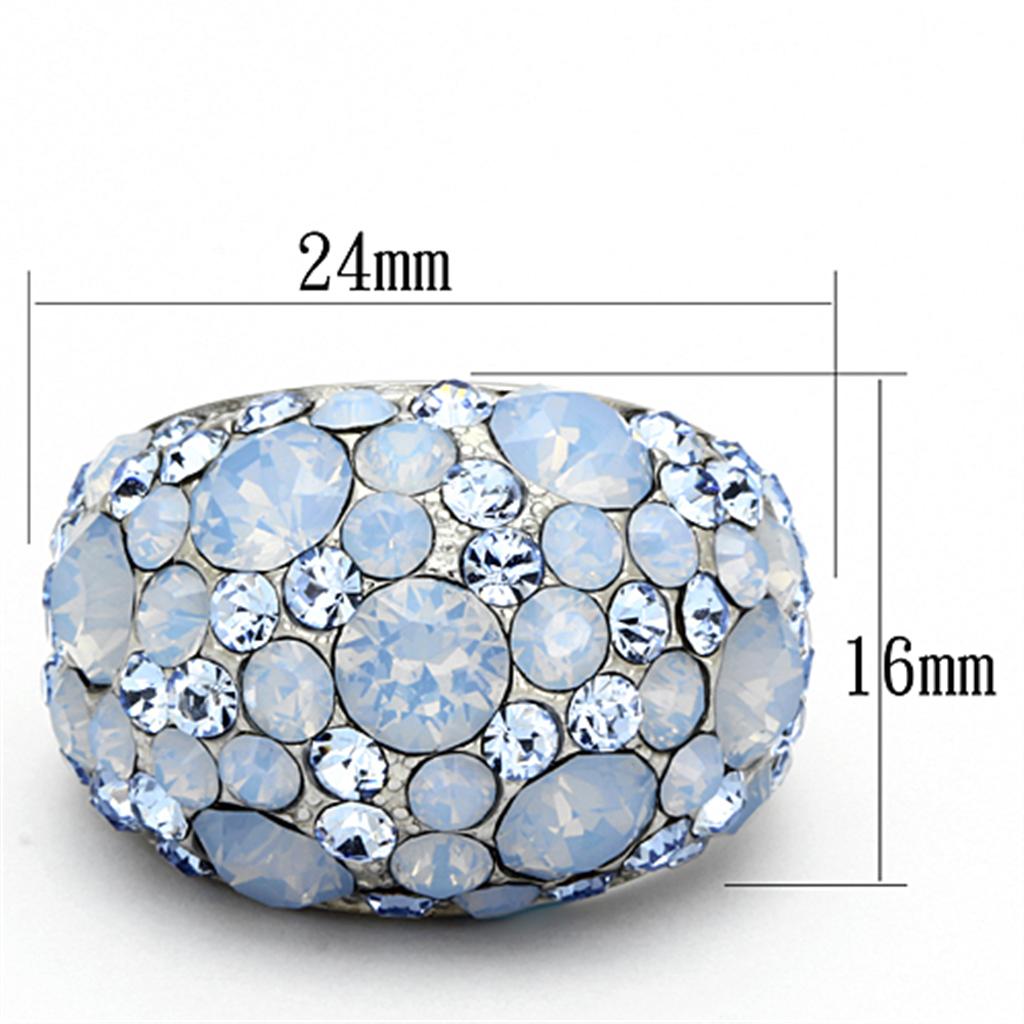 TK1147 - High polished (no plating) Stainless Steel Ring with Top Grade Crystal  in Sea Blue-1