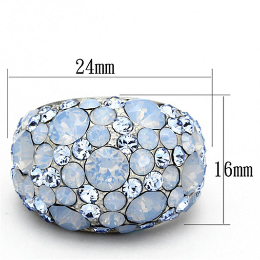 TK1147 - High polished (no plating) Stainless Steel Ring with Top Grade Crystal  in Sea Blue-1