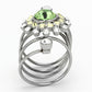 TK1148 - High polished (no plating) Stainless Steel Ring with Top Grade Crystal  in Peridot-2