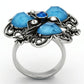 TK1149 - High polished (no plating) Stainless Steel Ring with Synthetic Synthetic Stone in Sea Blue-2