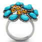 TK1150 - High polished (no plating) Stainless Steel Ring with Synthetic Synthetic Stone in Turquoise-2
