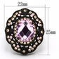 TK1154 - IP Black(Ion Plating) Stainless Steel Ring with Top Grade Crystal  in Light Rose-1