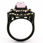 TK1154 - IP Black(Ion Plating) Stainless Steel Ring with Top Grade Crystal  in Light Rose-2