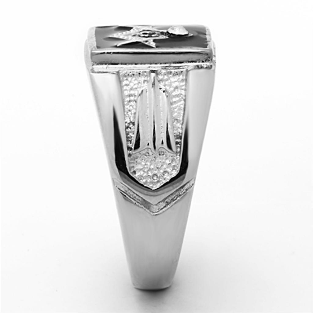 TK1158 - High polished (no plating) Stainless Steel Ring with Top Grade Crystal  in Clear-4
