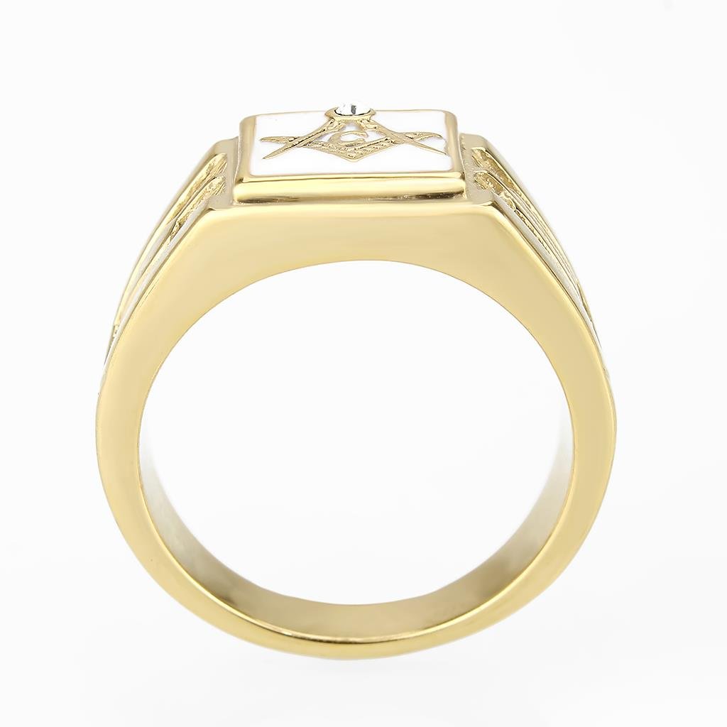 TK1159W - IP Gold(Ion Plating) Stainless Steel Ring with Top Grade Crystal  in Clear-2