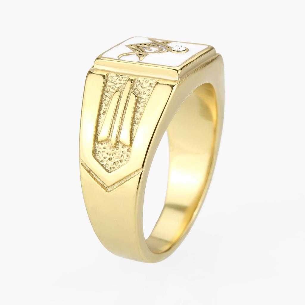 TK1159W - IP Gold(Ion Plating) Stainless Steel Ring with Top Grade Crystal  in Clear-3