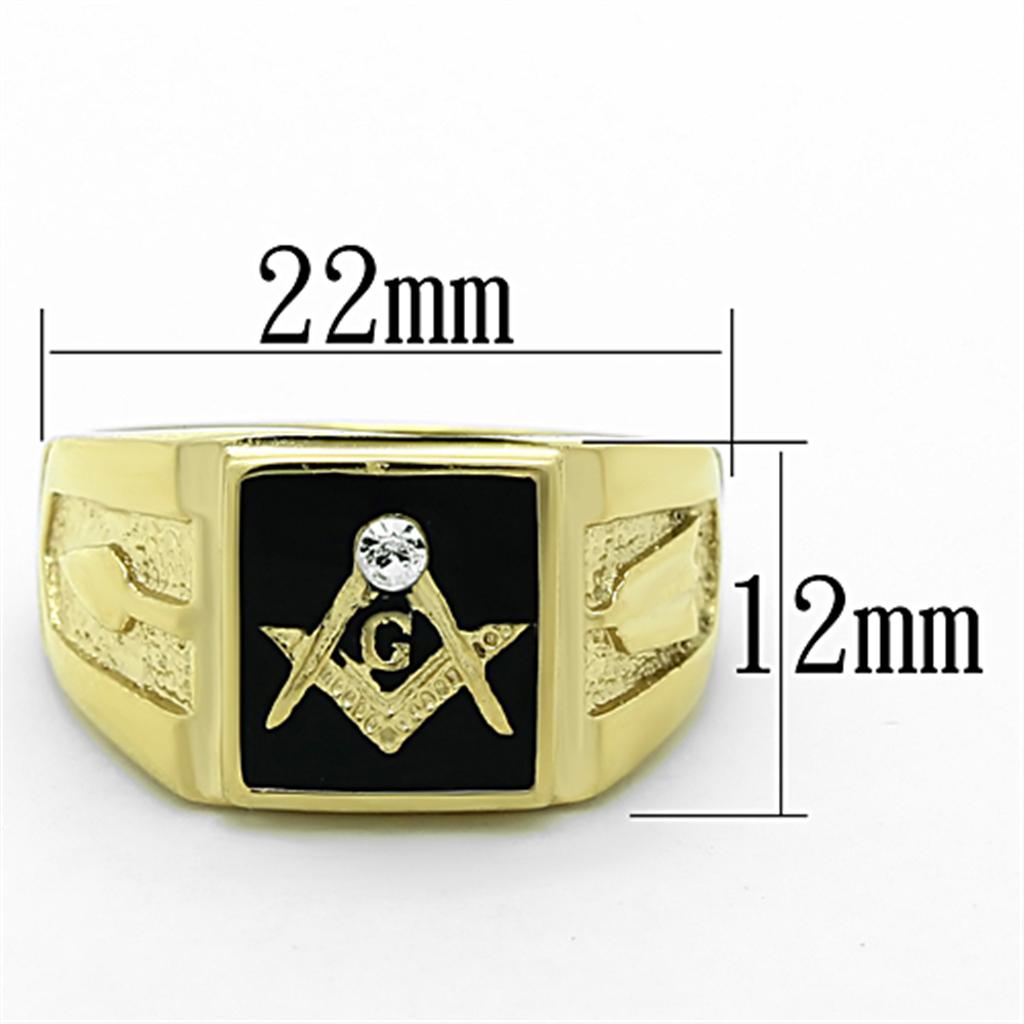 TK1159 - IP Gold(Ion Plating) Stainless Steel Ring with Top Grade Crystal  in Clear-1