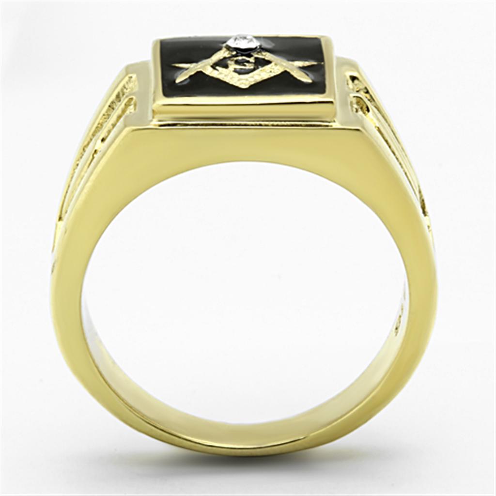 TK1159 - IP Gold(Ion Plating) Stainless Steel Ring with Top Grade Crystal  in Clear-2