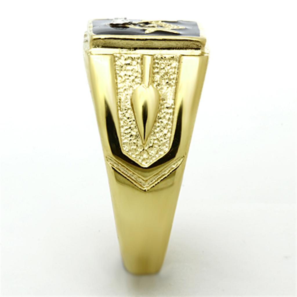 TK1159 - IP Gold(Ion Plating) Stainless Steel Ring with Top Grade Crystal  in Clear-3