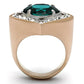 TK1160 - Two-Tone IP Rose Gold Stainless Steel Ring with Synthetic Synthetic Glass in Blue Zircon-2