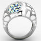 TK1172 - High polished (no plating) Stainless Steel Ring with Top Grade Crystal  in Aquamarine AB-2