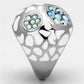 TK1172 - High polished (no plating) Stainless Steel Ring with Top Grade Crystal  in Aquamarine AB-3