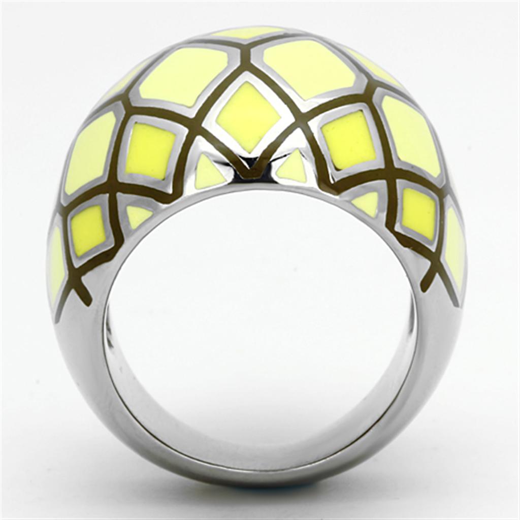 TK1173 - High polished (no plating) Stainless Steel Ring with Epoxy  in Multi Color-2