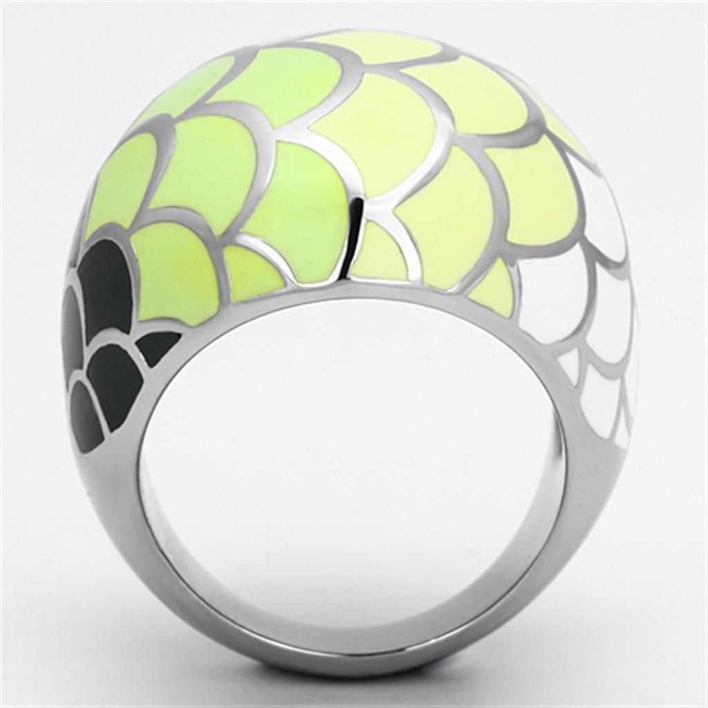 TK1174 - High polished (no plating) Stainless Steel Ring with Epoxy  in Multi Color-2