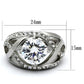 TK1176 - High polished (no plating) Stainless Steel Ring with AAA Grade CZ  in Clear-1
