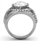 TK1176 - High polished (no plating) Stainless Steel Ring with AAA Grade CZ  in Clear-2