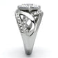 TK1176 - High polished (no plating) Stainless Steel Ring with AAA Grade CZ  in Clear-3