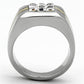 TK1178 - Two-Tone IP Gold (Ion Plating) Stainless Steel Ring with Top Grade Crystal  in Clear-2