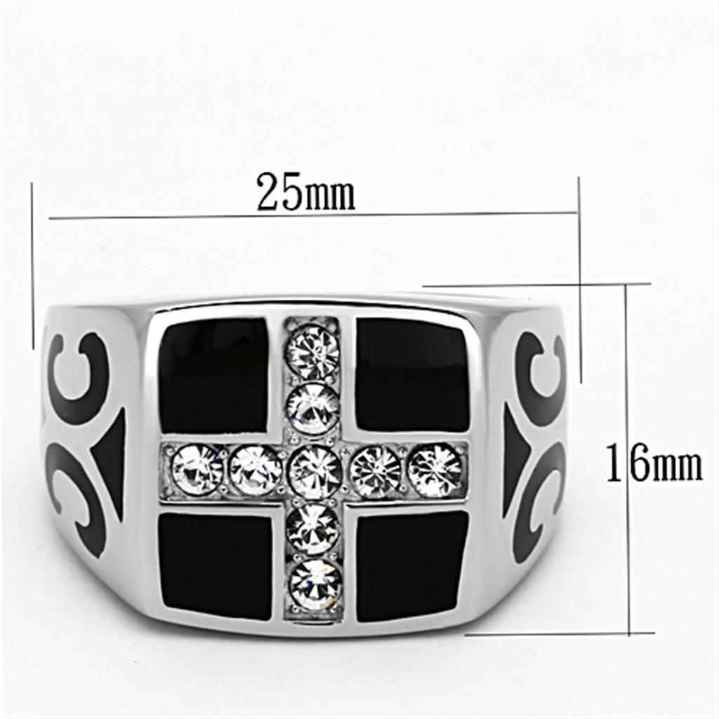 TK1179 - High polished (no plating) Stainless Steel Ring with Top Grade Crystal  in Clear-1