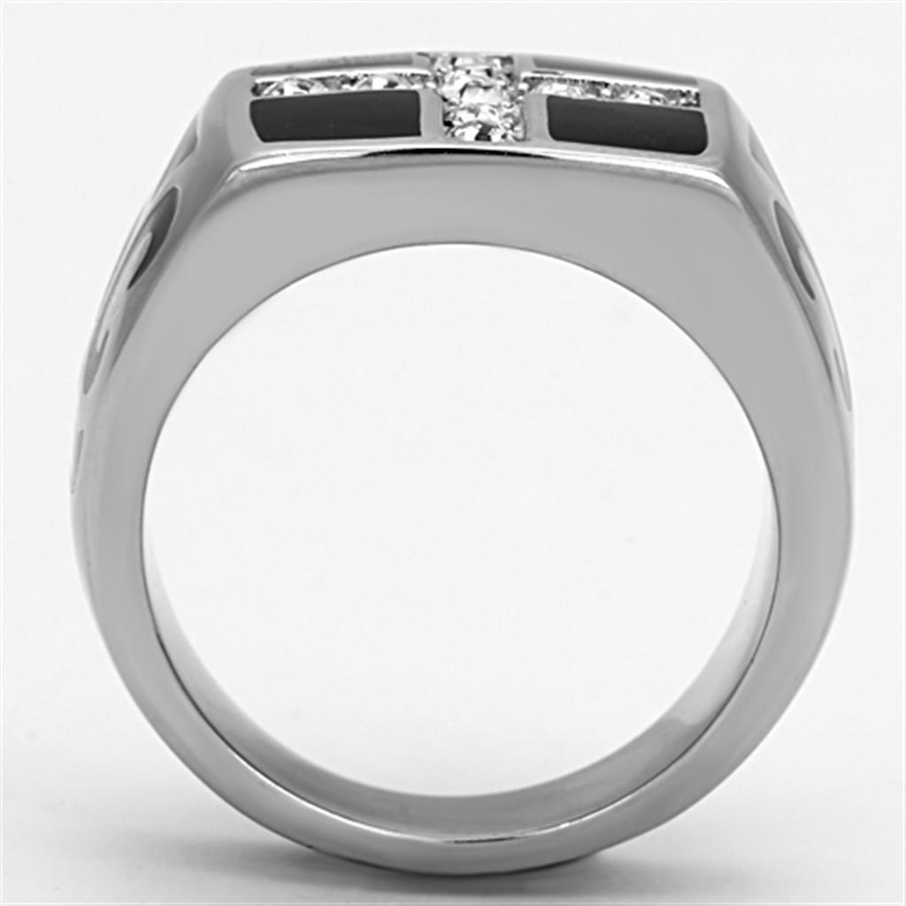 TK1179 - High polished (no plating) Stainless Steel Ring with Top Grade Crystal  in Clear-2