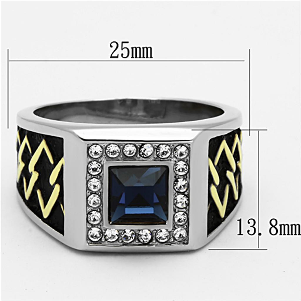 TK1180 - Two-Tone IP Gold (Ion Plating) Stainless Steel Ring with Top Grade Crystal  in Montana-1