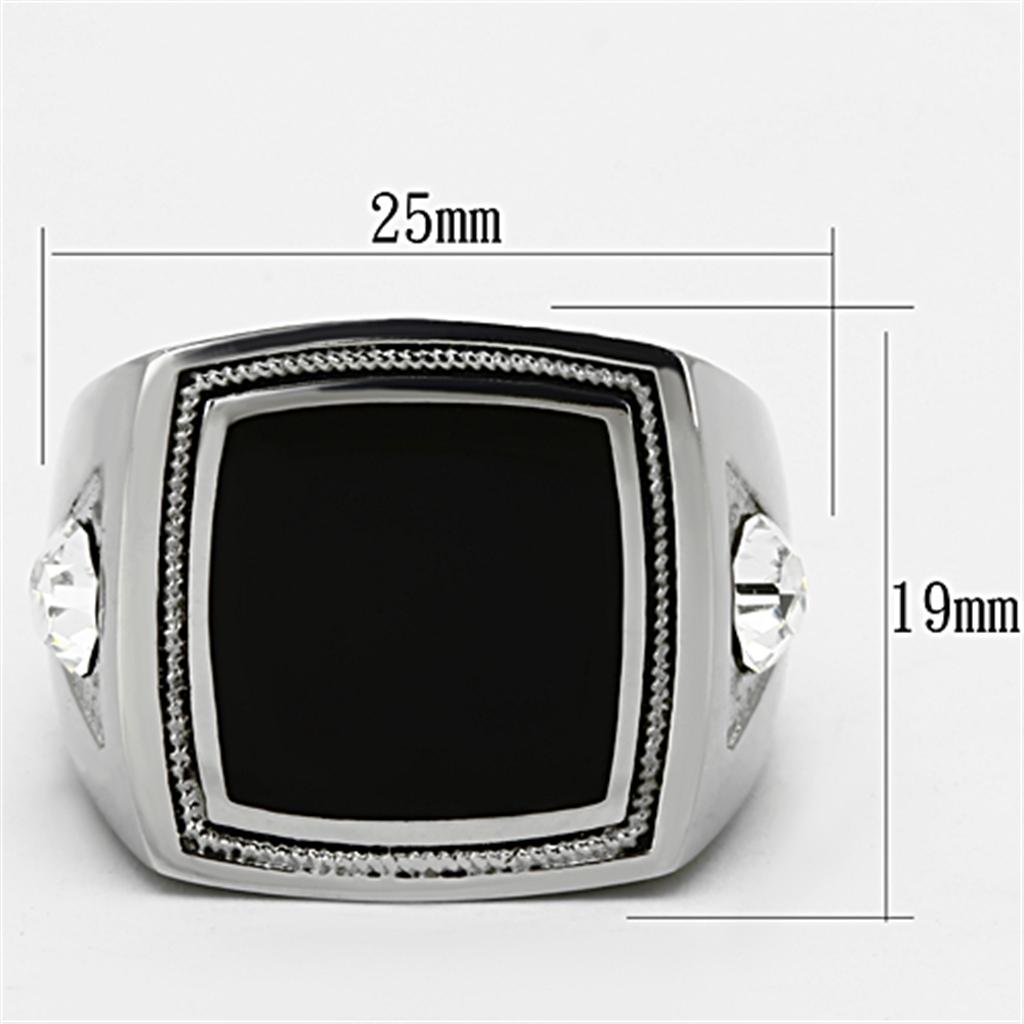 TK1182 - High polished (no plating) Stainless Steel Ring with Top Grade Crystal  in Clear-1