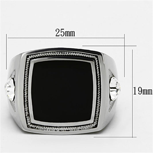 TK1182 - High polished (no plating) Stainless Steel Ring with Top Grade Crystal  in Clear-1