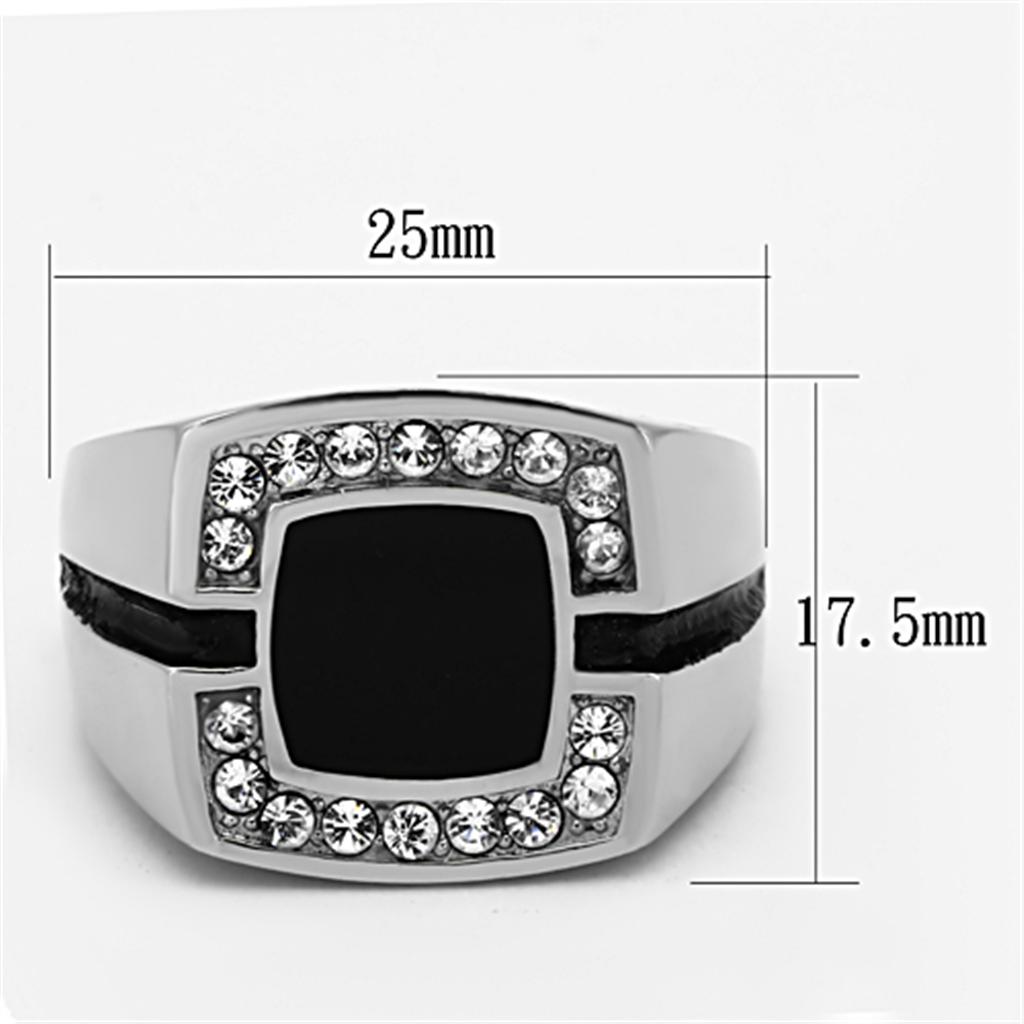 TK1183 - High polished (no plating) Stainless Steel Ring with Top Grade Crystal  in Clear-1