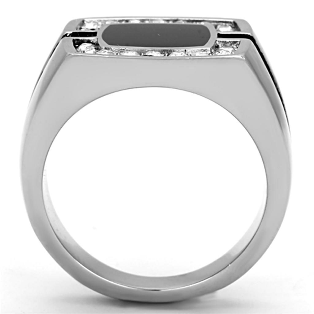 TK1183 - High polished (no plating) Stainless Steel Ring with Top Grade Crystal  in Clear-2
