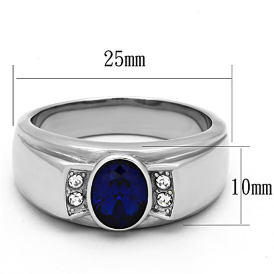 TK1184 - High polished (no plating) Stainless Steel Ring with Synthetic Synthetic Glass in Montana-1