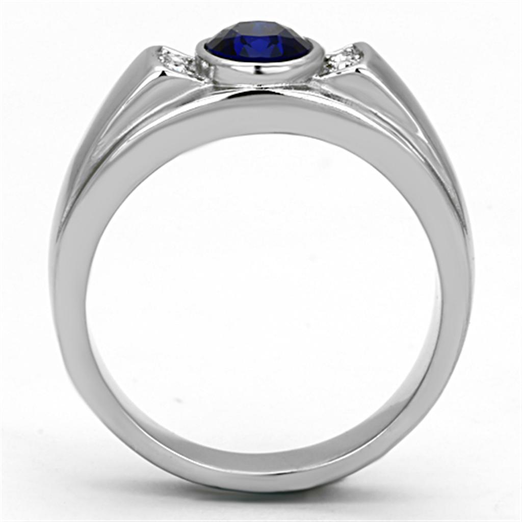 TK1184 - High polished (no plating) Stainless Steel Ring with Synthetic Synthetic Glass in Montana-2