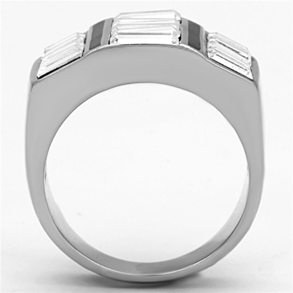 TK1185 - High polished (no plating) Stainless Steel Ring with Top Grade Crystal  in Clear-2