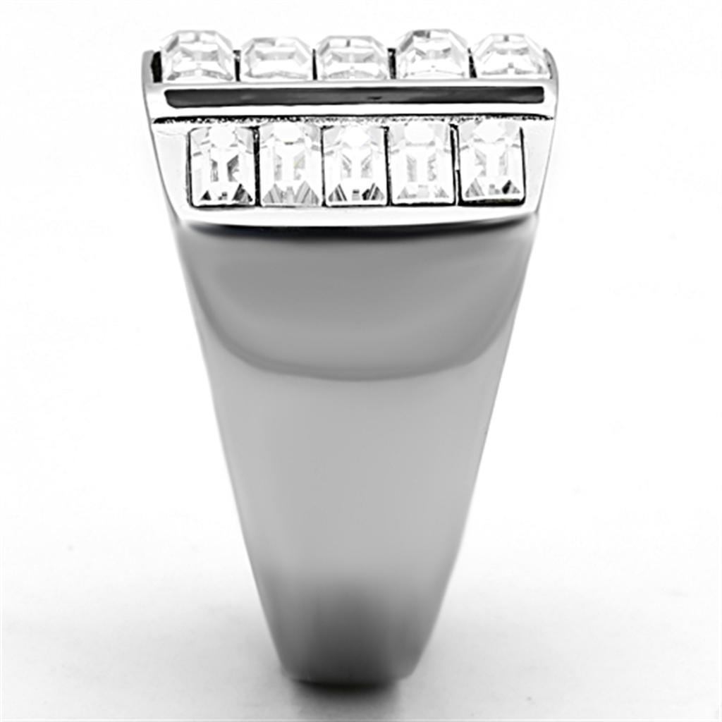 TK1185 - High polished (no plating) Stainless Steel Ring with Top Grade Crystal  in Clear-3