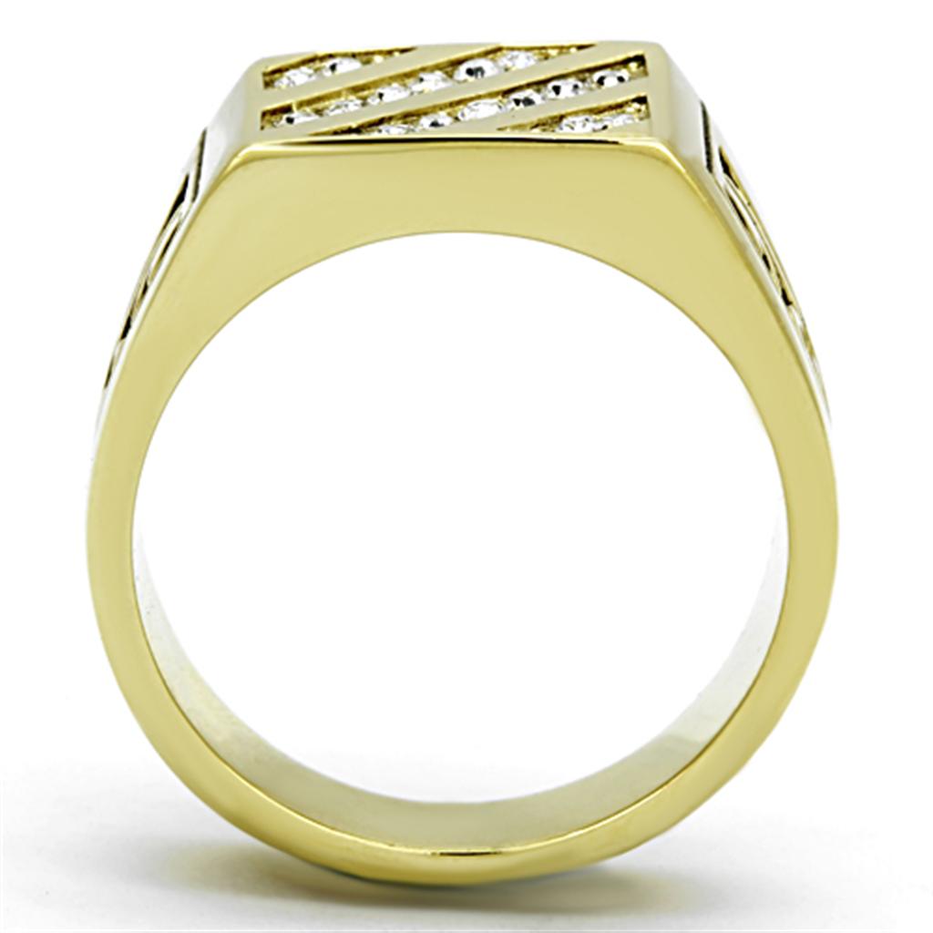TK1189 - IP Gold(Ion Plating) Stainless Steel Ring with Top Grade Crystal  in Clear-2