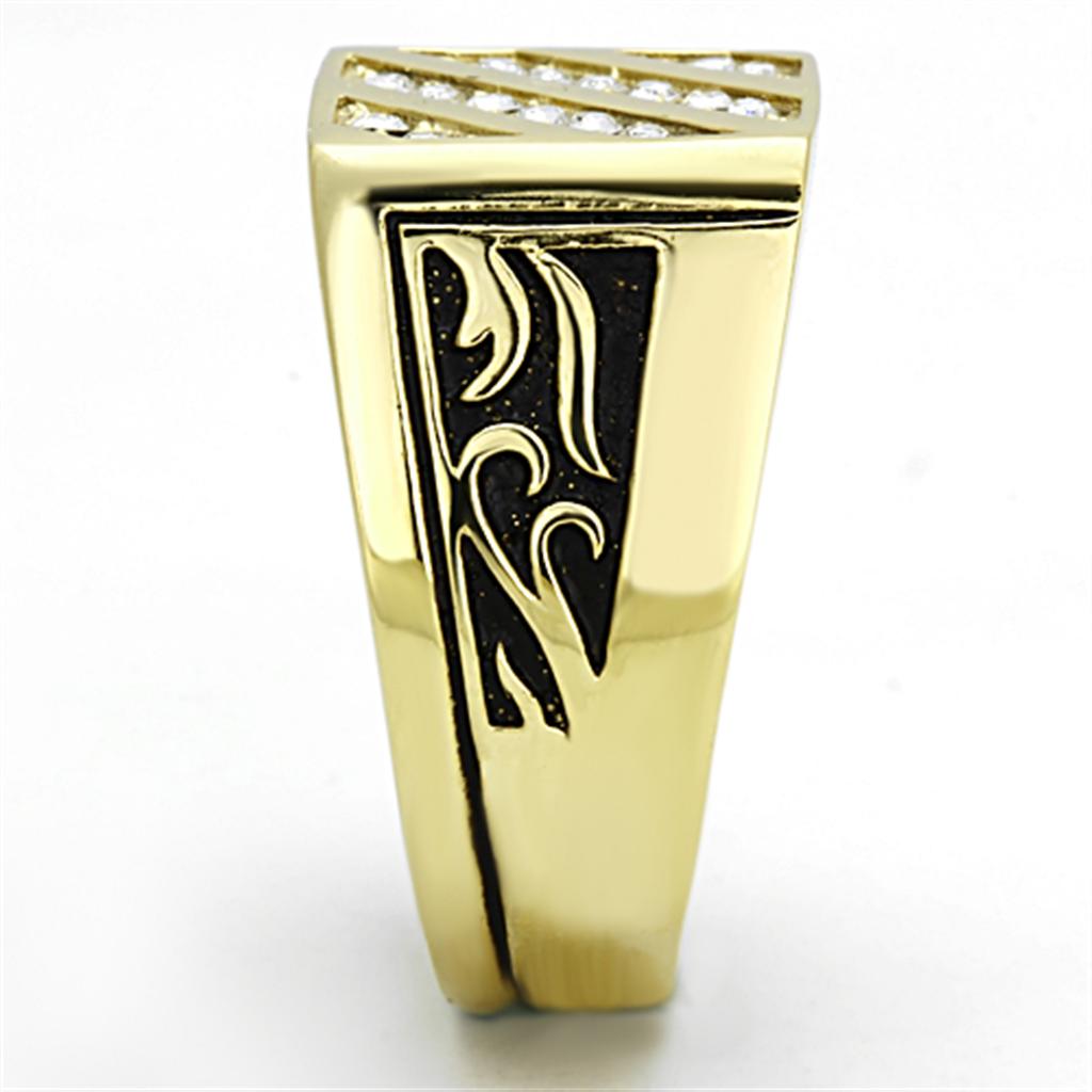 TK1189 - IP Gold(Ion Plating) Stainless Steel Ring with Top Grade Crystal  in Clear-3