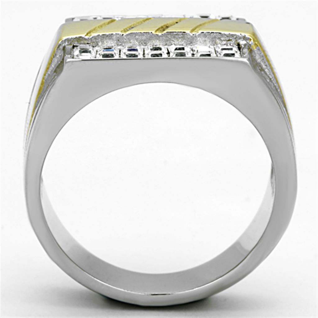 TK1193 - Two-Tone IP Gold (Ion Plating) Stainless Steel Ring with Top Grade Crystal  in Clear-2