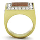 TK1194 - Two-Tone IP Gold (Ion Plating) Stainless Steel Ring with Synthetic Twinkling in Topaz-2