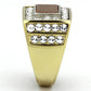 TK1194 - Two-Tone IP Gold (Ion Plating) Stainless Steel Ring with Synthetic Twinkling in Topaz-3