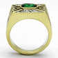 TK1195 - Two-Tone IP Gold (Ion Plating) Stainless Steel Ring with Synthetic Synthetic Glass in Emerald-2
